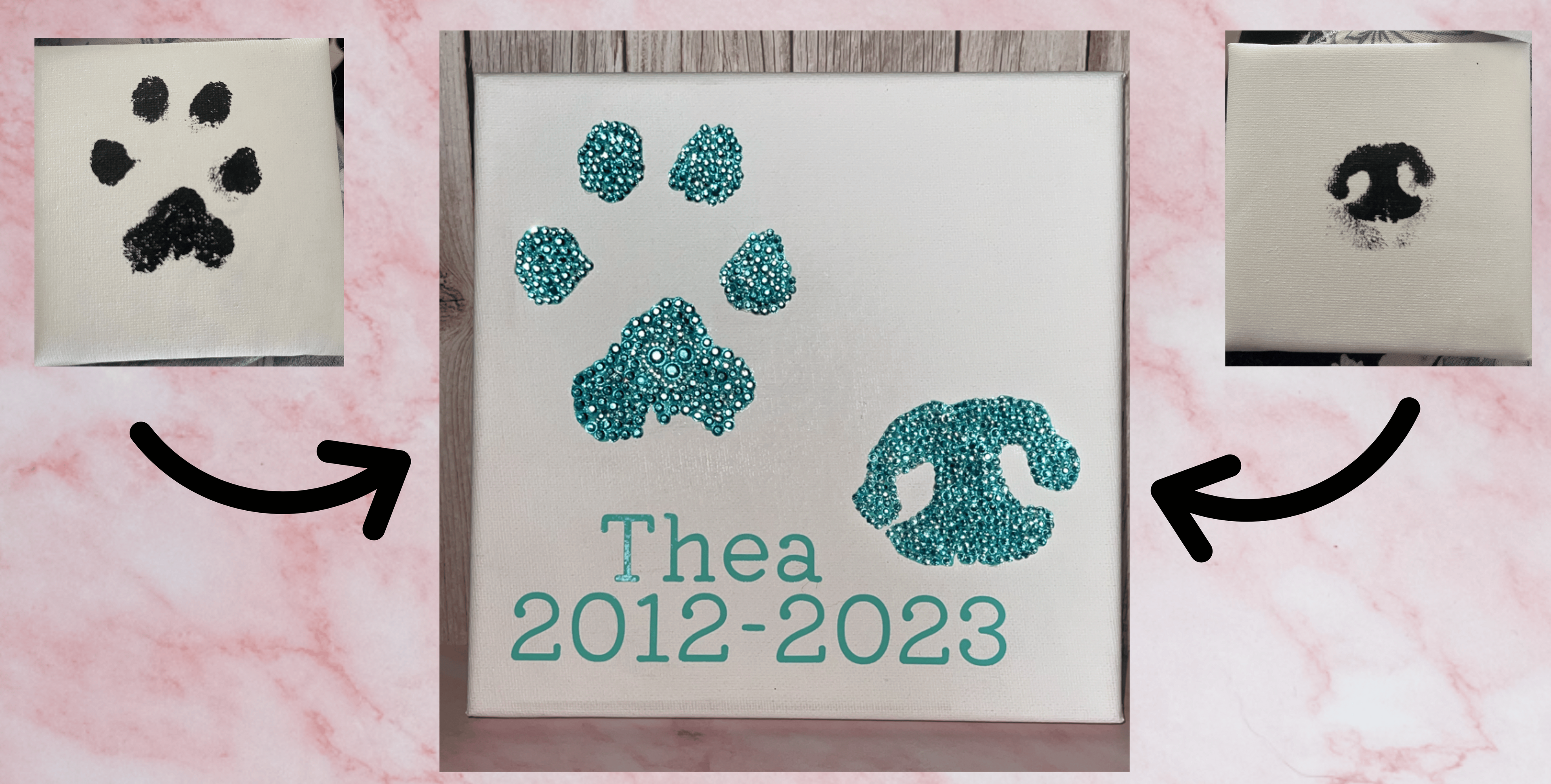 Complete Keepsakes Canvas ✨ Paw Print + Nose Print + Name + Date!